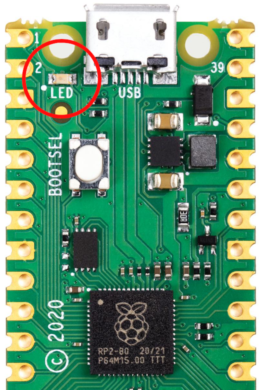 LED location on the Raspberry Pico